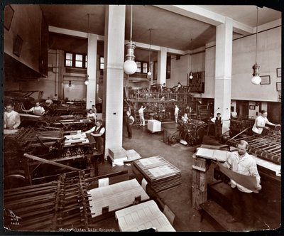 Men working in the printing plant at Metropolitan Life Insurance Co. at 23rd Street and Madison Avenue, New York by Byron Company